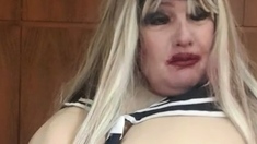 Sexy sailor showing tits giving titjob