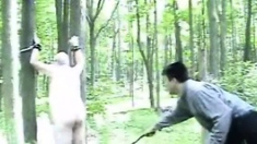 Chubby Tied To A Tree Naked And Bullwhipped In Toronto