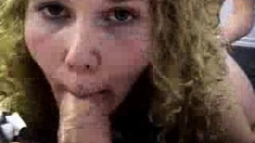 An amateur hitchhiking blonde is toying with drivers cock