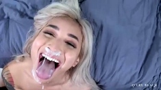 Amateur blonde teen blowjob and fucking in the bathroom