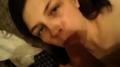 Real blonde amateur giving a POV blowjob