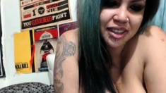 Chubby Brunette Big Boobs Dildo Masturbation