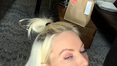 Big tit blonde MILF sucks and fucks a big cock