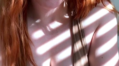 Amateur redhead masturbates then gives a blowjob