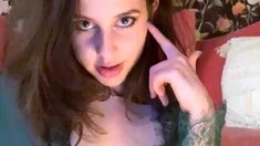 Busty MILF cam babe in lingerie pussy masturbation