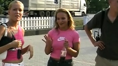 Busty amateur blonde banged in public outdoor