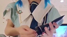 Amateur asian teen licks ass and sucks cock