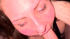 Corrupting teen hoe Liz gives blowjob in POV