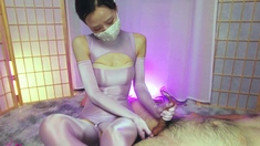 Cat's Eye Spandex Catsuit Glossy Satin Gloves Tickling