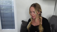 Blonde solo jerking off