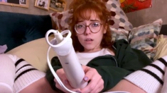Cute redhead bound toyed masturbated whipped and clamped