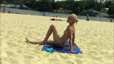 Blonde on a beach outdoor sex