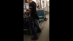 Asian twink get's BJ from older man in a subway