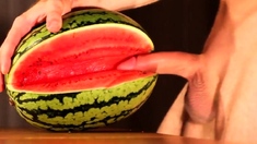 water melon cum - fucking a melon and cumming