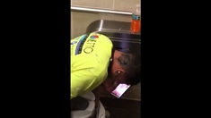 Workmen caught jerking and cumming in restroom