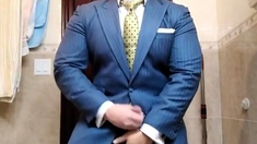 Str8 Daddy Jerking Off In Suit